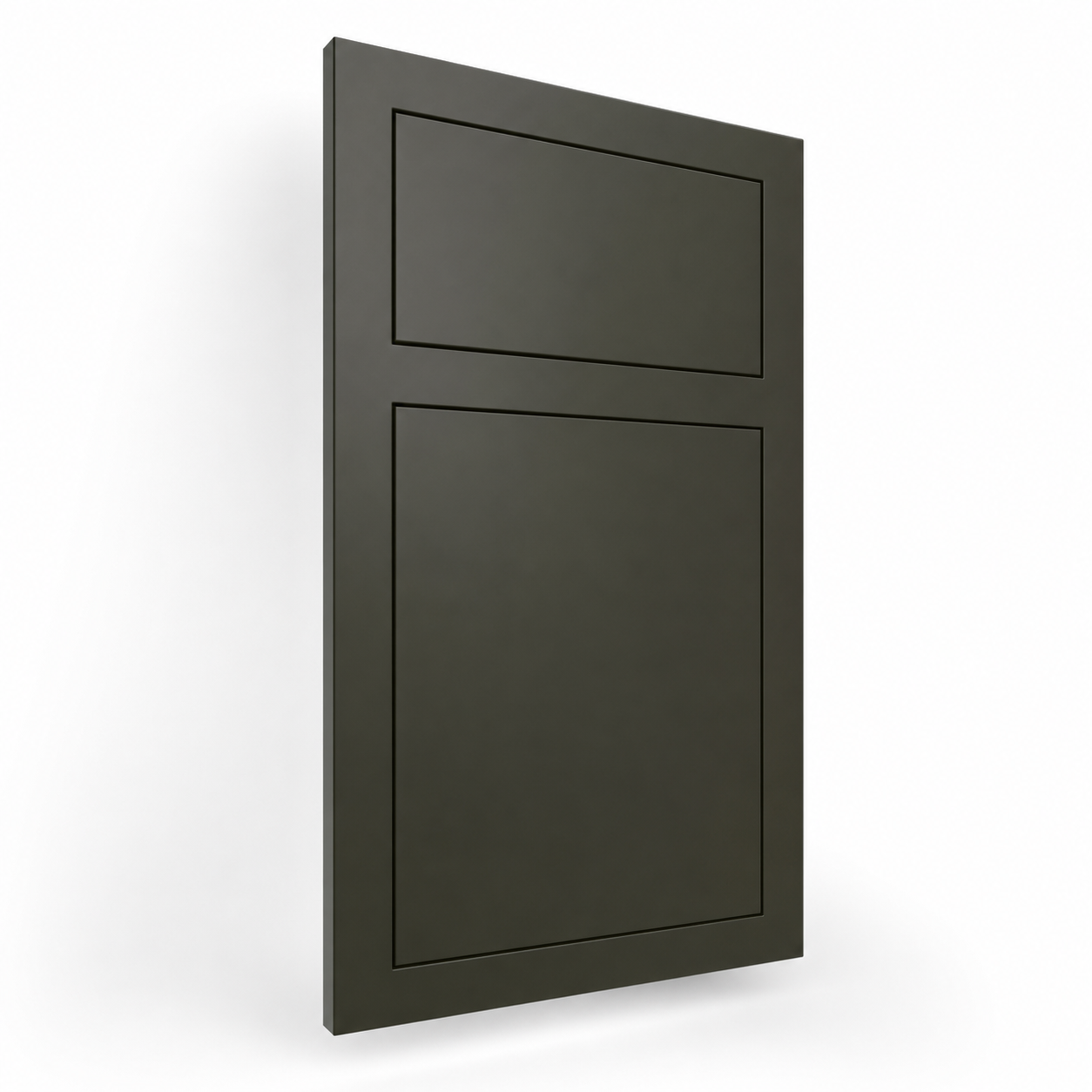 Metropolitan Inset Slab inset face frame cabinet door in Olive Black